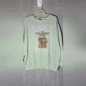 Star Wars Grogu Sweatshirt light sage green. Size medium.